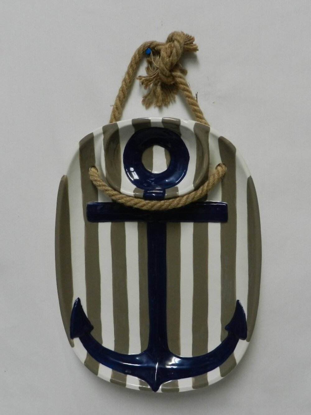 Mud Pie Anchor serving platter tray w/ Rope ceramic Nautical Chip & Dip